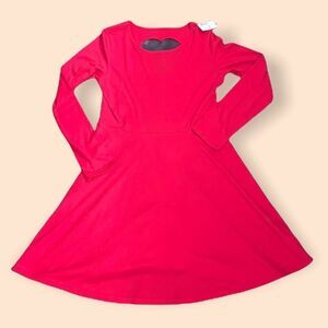 𝅺GIRLS fit and flare dress with heart shaped cut ou